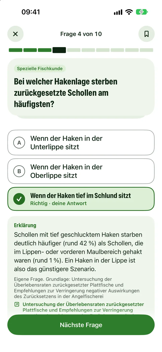 Beantwortete Frage mit Erklärung
