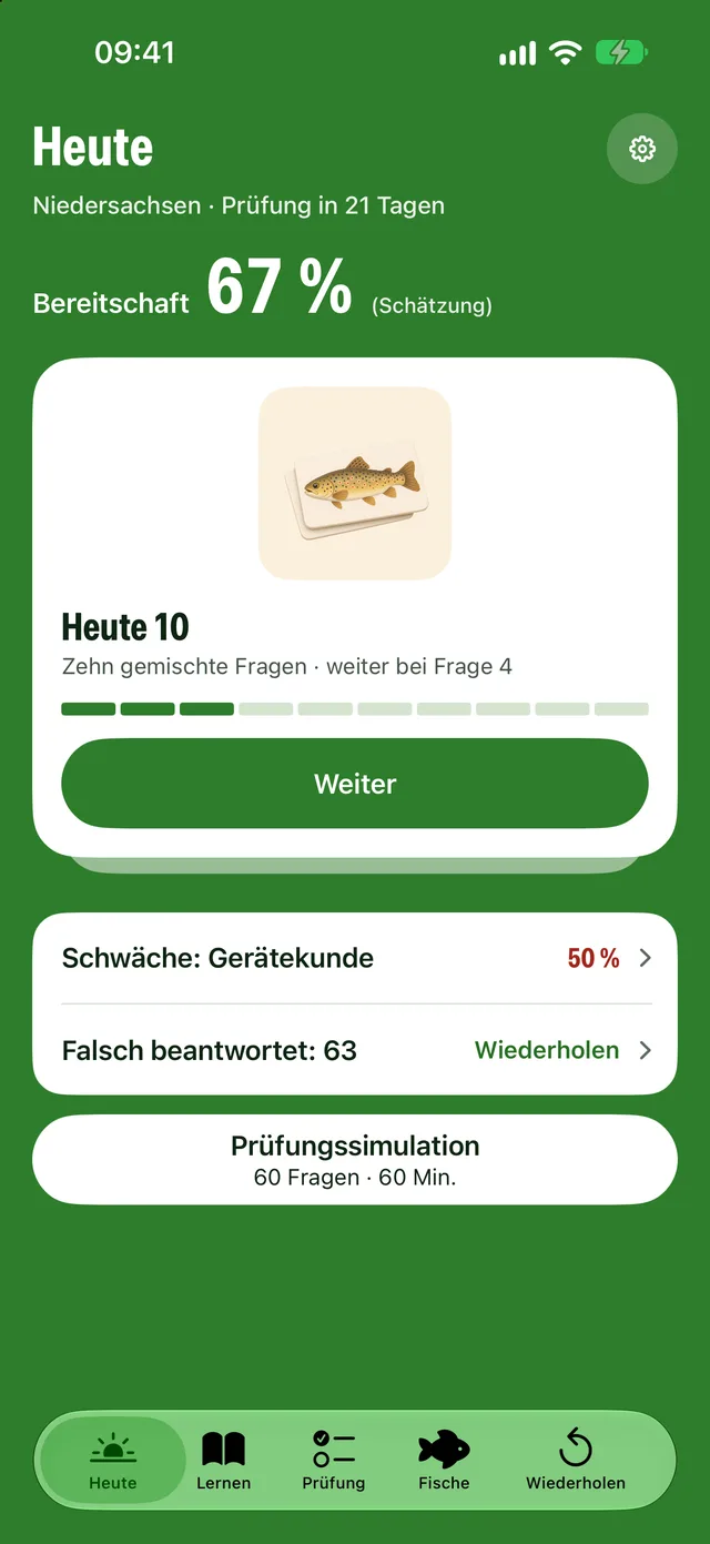Kescher Startbildschirm Heute